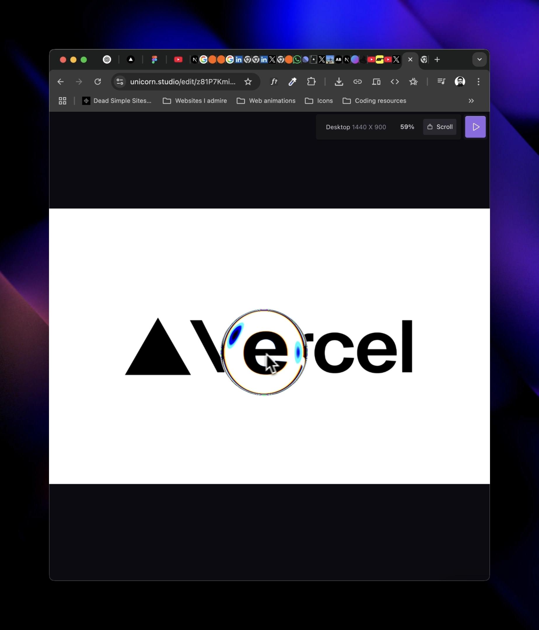 Liquid Glass animation in Vercel logo by vaibhav aggarwal — liquid glass ui reference