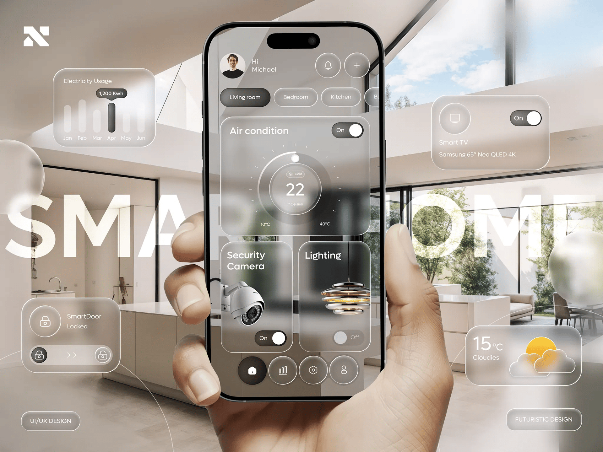 Smart Home App - Liquid Glass by Angel Villanueva — liquid glass ui reference