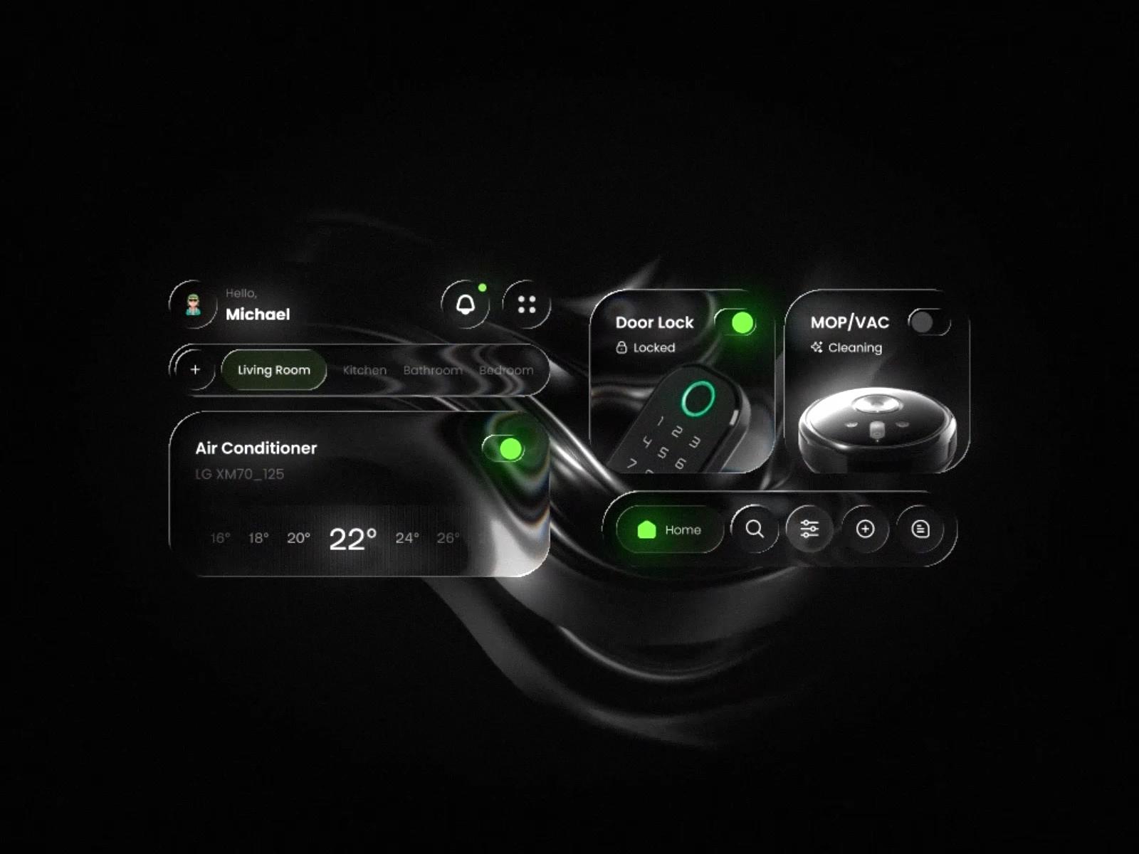 iOS Liquid Glass Effect - Smart Home UI by Expert App Devs — liquid glass ui reference