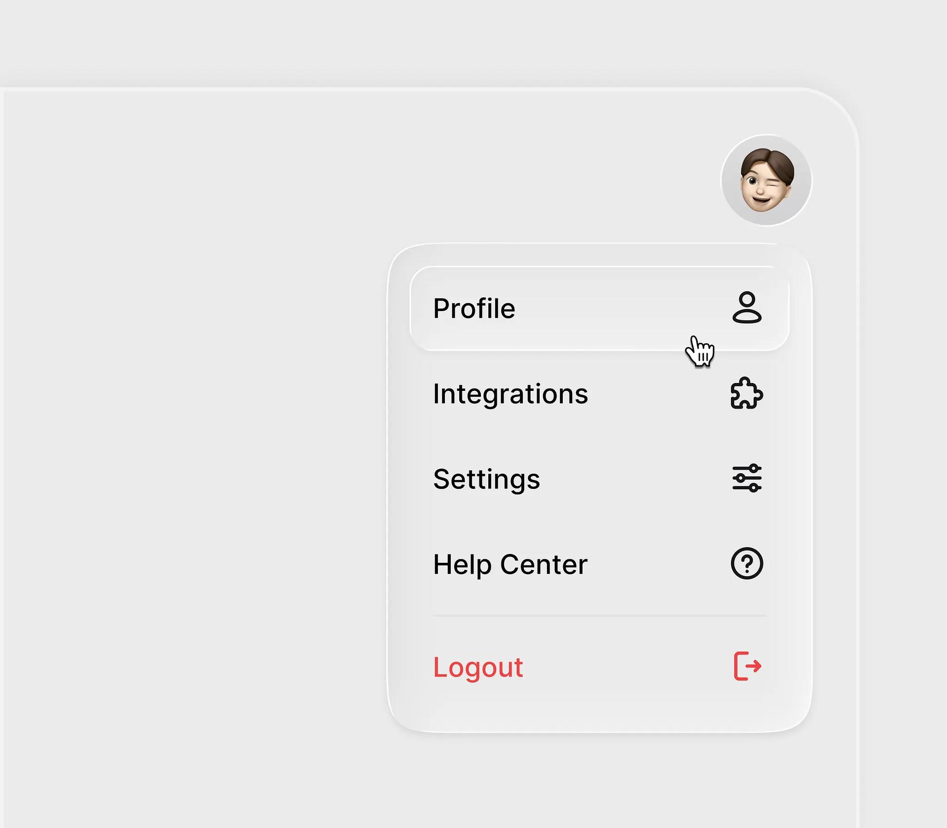Liquid Glass SAAS Dropdown Component by Pranjay — liquid glass ui reference