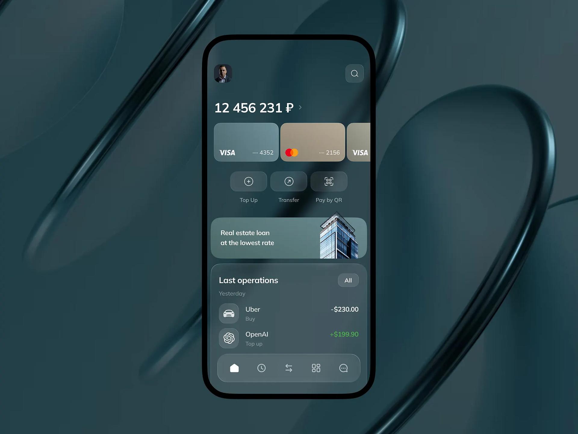 Liquid Glass Finance App UI by Make Smth — liquid glass ui reference