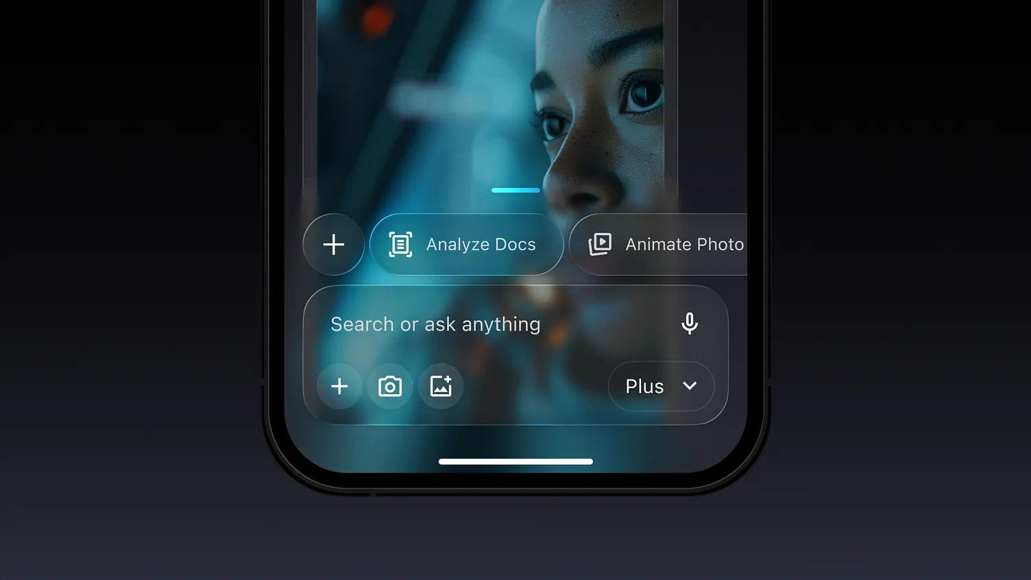 AI App in Liquid Glass by Roman Vorokhib — liquid glass ui reference