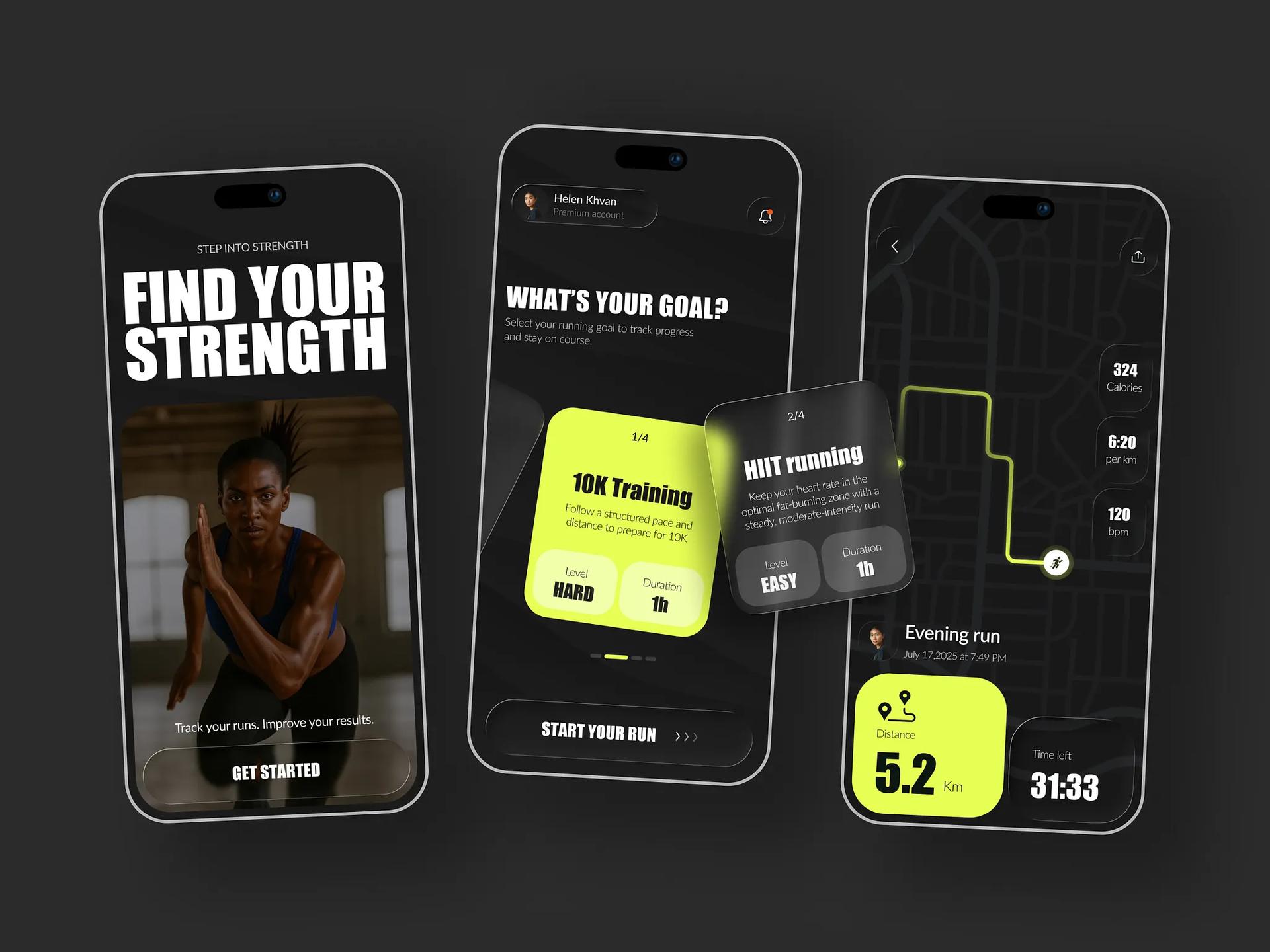 Fitness Mobile App UI - Running Tracker by Bato — liquid glass ui reference