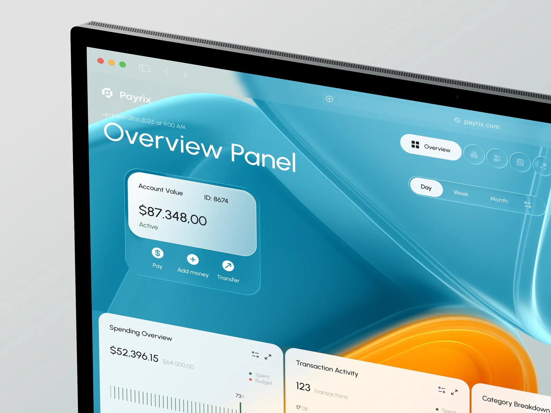 Payrix SaaS - Web Finance Dashboard by RonDesignLab ⭐️ — liquid glass ui reference