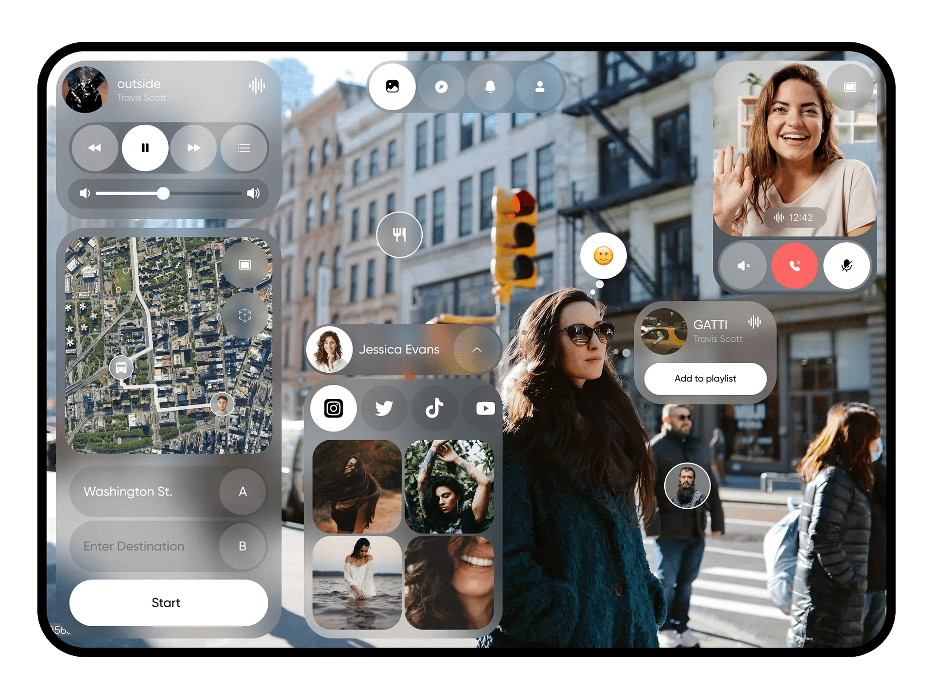 UrbanSense | AR Glasses by Antony Chuvirau — liquid glass ui reference