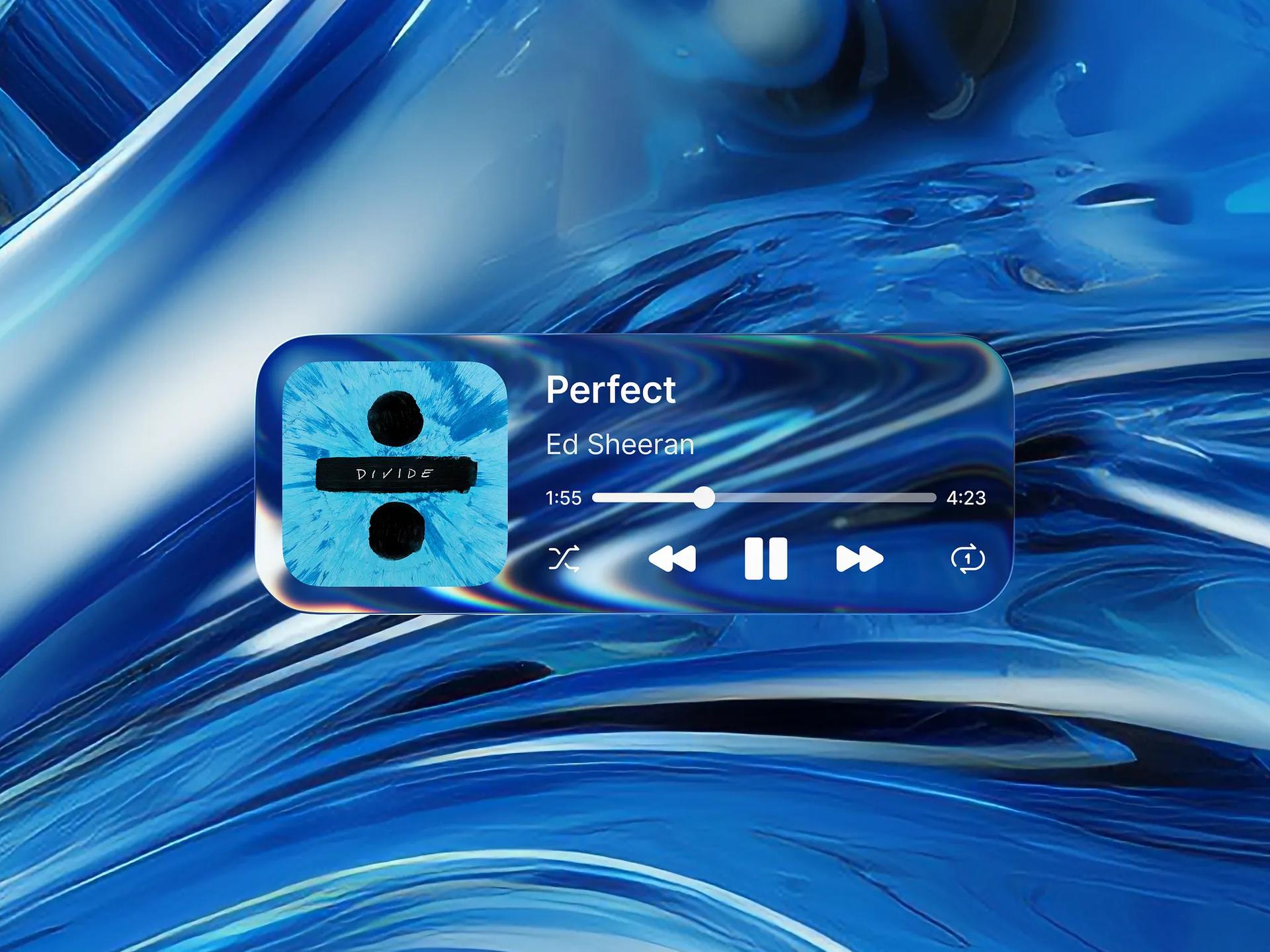 Music Player Liquid Glass by Rener Aljustyo — liquid glass ui reference