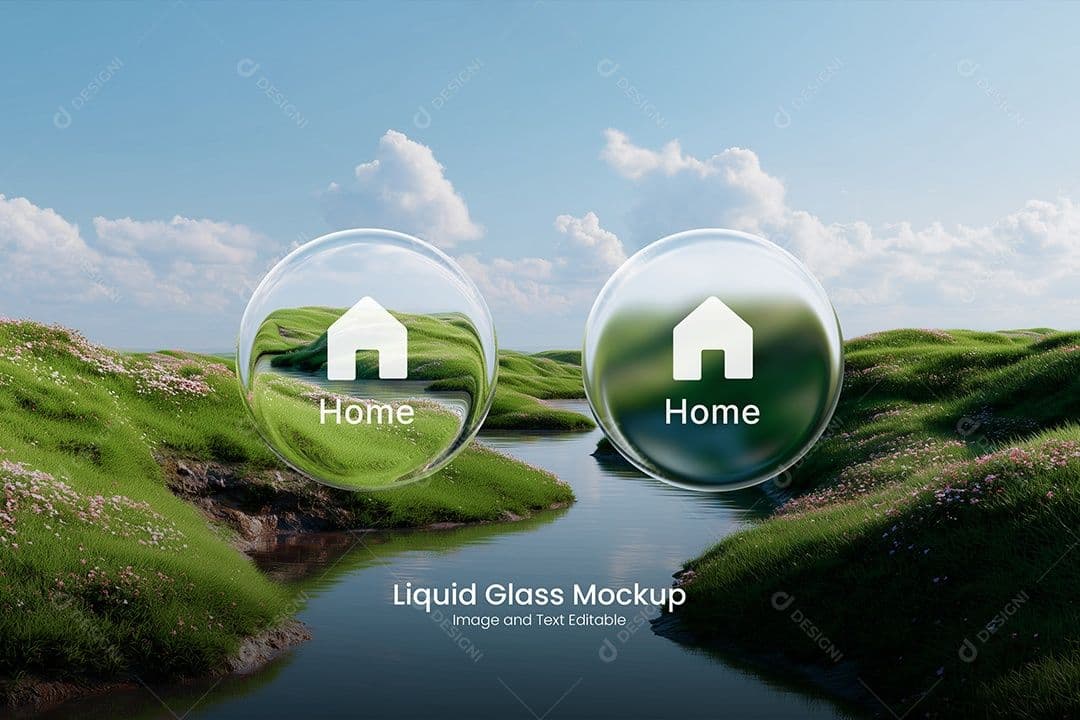 Efeito de Liquid Glass Vidro Líquido Conceito de Botões PSD Editável by Designi — liquid glass ui reference