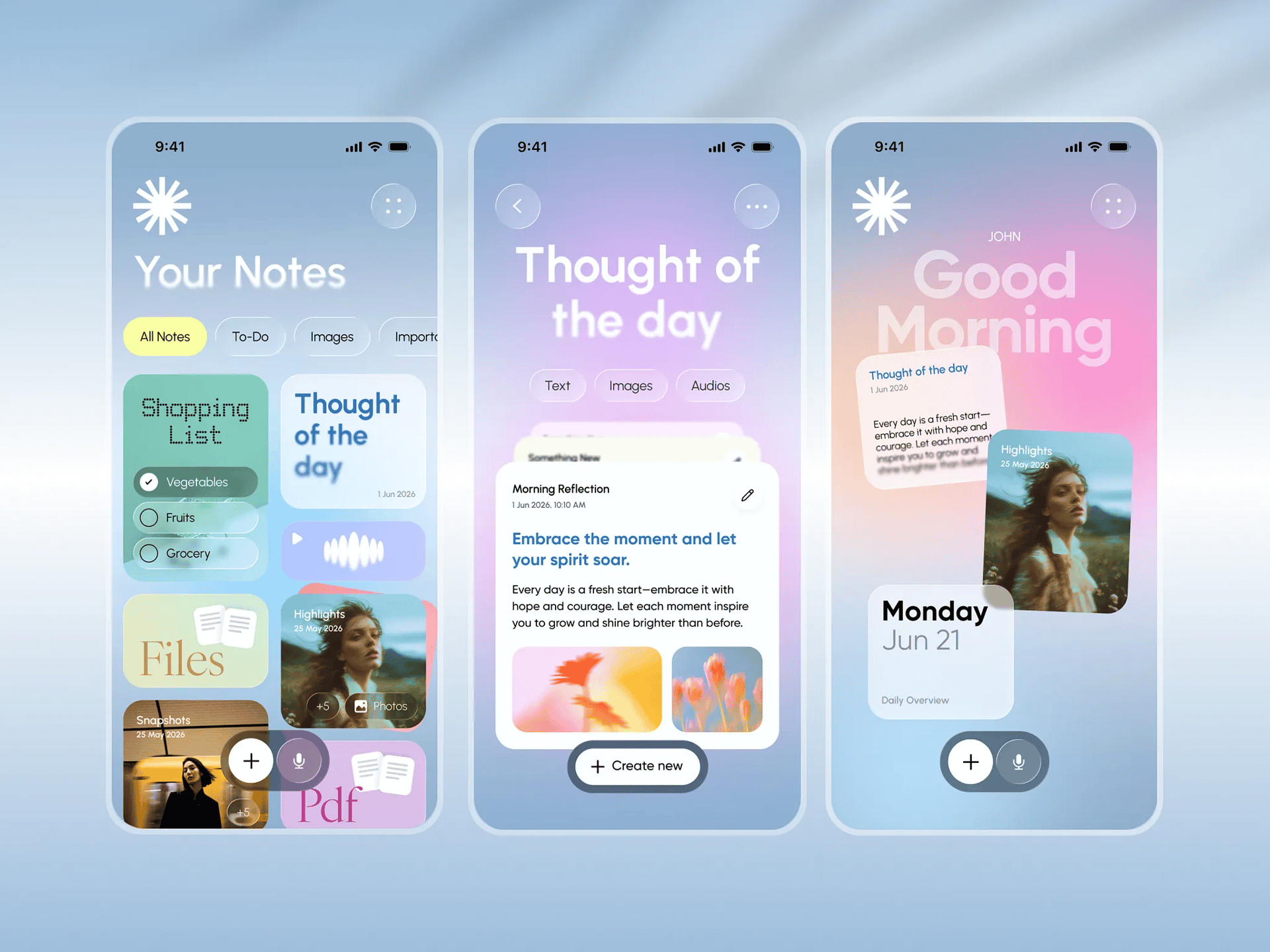 Notes App 🚀 by Umang vora — liquid glass ui reference
