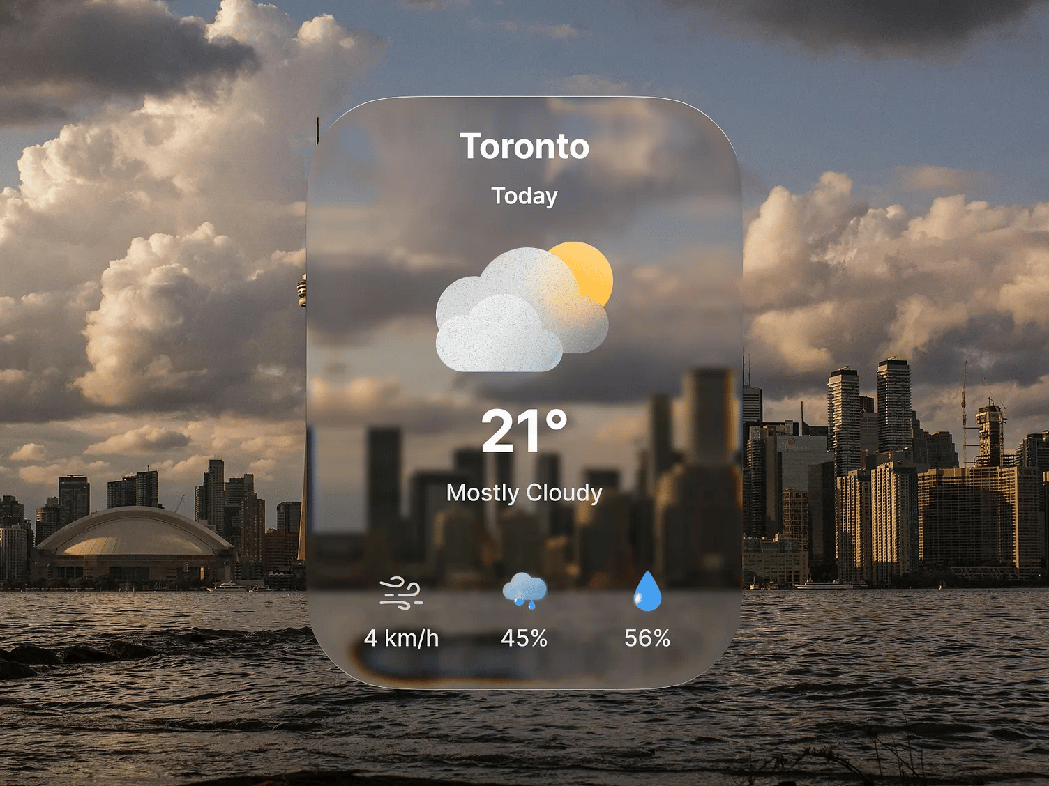 Weather Widget Liquid Glass by Rener Aljustyo — liquid glass ui reference