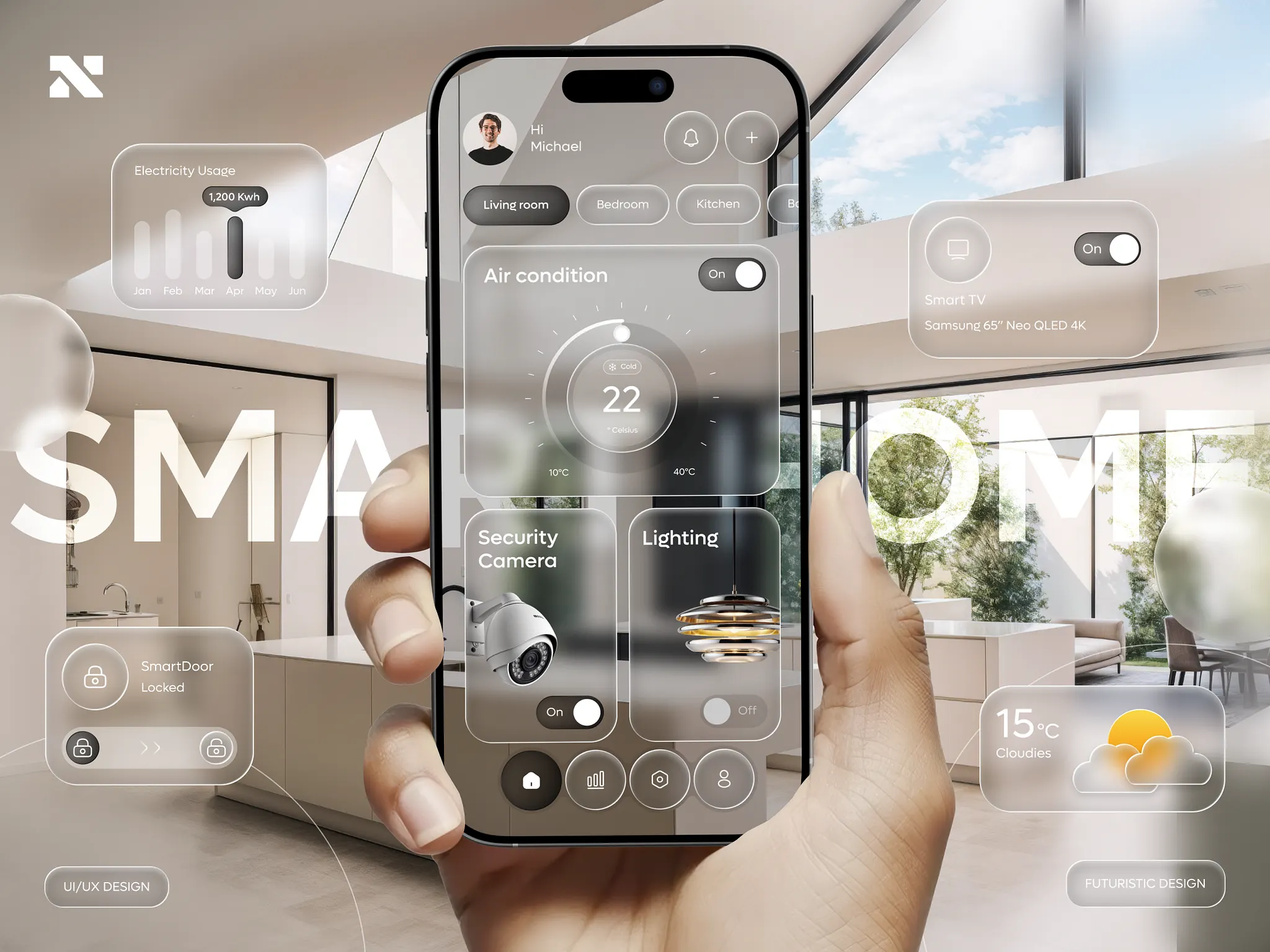 Smart Home App - Liquid Glass by Angel Villanueva — liquid glass ui reference