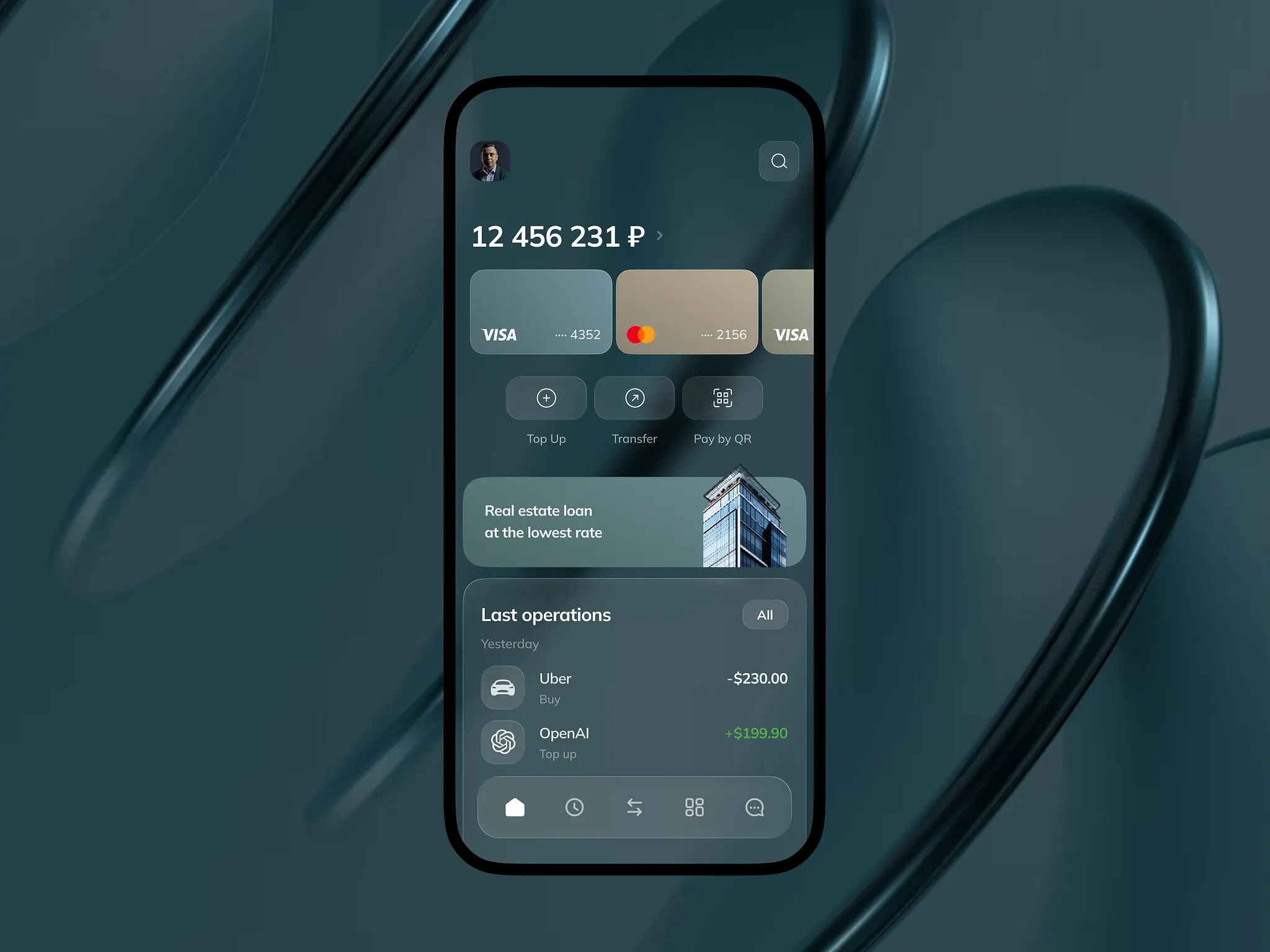 Liquid Glass Finance App UI