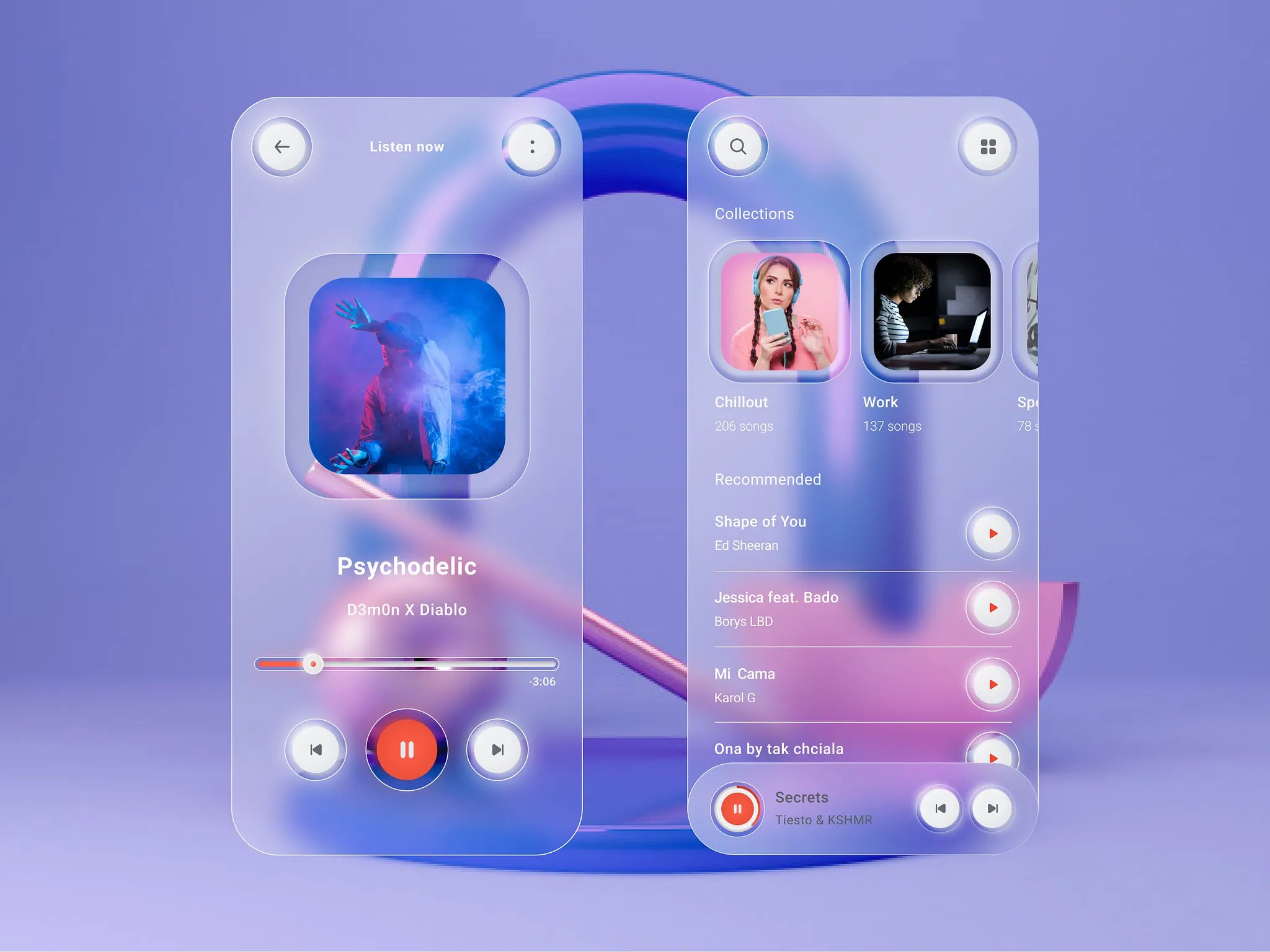Neumorphic & Glassmorphic Mix Music Player