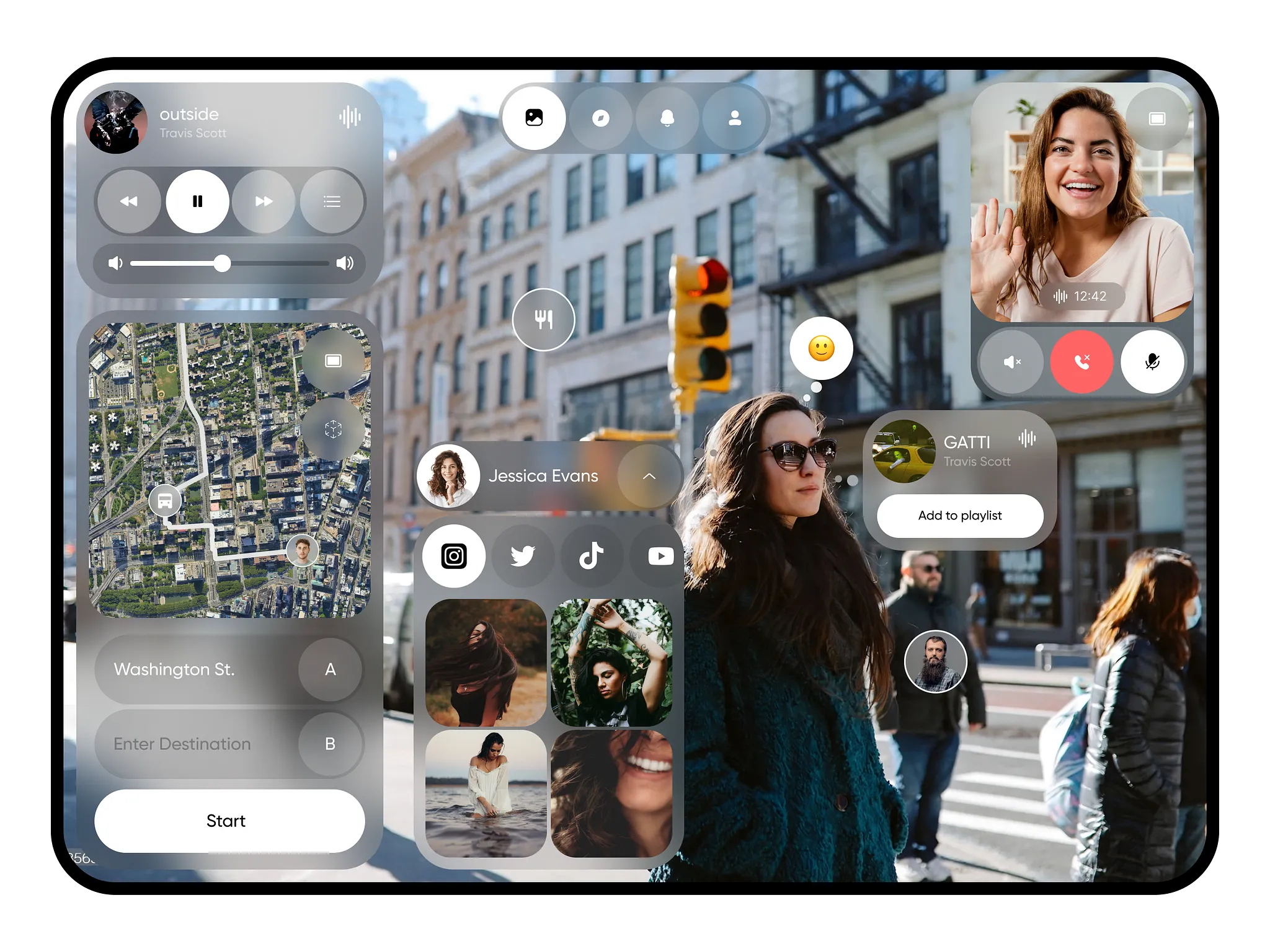 UrbanSense | AR Glasses by Antony Chuvirau — liquid glass ui reference
