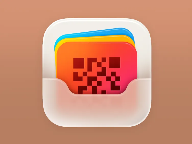 QR Code Cards Wallet App Icon by Igor Radivojevic — liquid glass ui reference
