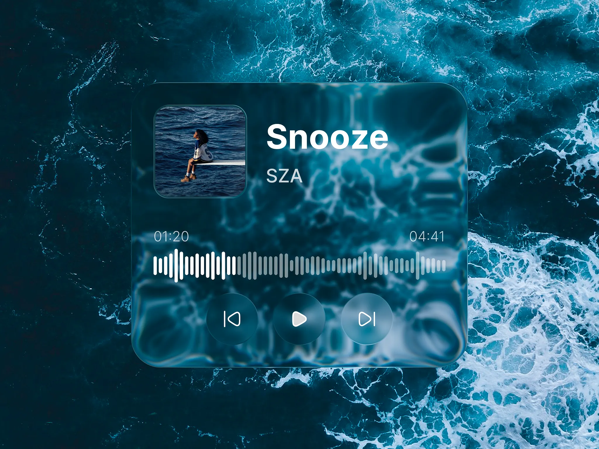 Audio Player Card Design - Liquid Glass Effect by Yefi Chlara — liquid glass ui reference